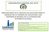 Presentación UCE por la Dra Cristina Molina  en panel de formacion INAFOCAM