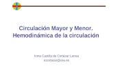Circulación Mayor y Menor. Hemodinámica de la circulación Inma Castilla de Cortázar Larrea iccortazar@ceu.es.