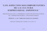 MMPR1 "LOS ASPECTOS MAS IMPORTANTES DE LA CULTURA EMPRESARIAL JAPONESA" POR EL: C.P. CARLOS KASUGA OSAKA Director General de Yakult, S.A. de C.V. PRESENTADA.