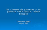 El sistema de patentes y la patente comunitaria. Unión Europea Teresa Mera Gómez Junio, 2007.