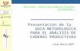 Presentación de la GUIA METODOLOGICA PARA EL ANÁLISIS DE CADENAS PRODUCTIVAS Lima, Marzo 2007 Mesa de Trabajo Desarrollo Económico Seminario - Taller organizado.