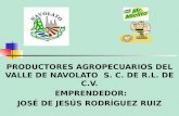 PRODUCTORES AGROPECUARIOS DEL VALLE DE NAVOLATO S. C. DE R.L. DE C.V. EMPRENDEDOR: JOSÉ DE JESÚS RODRÍGUEZ RUIZ.