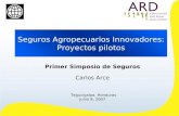 Seguros Agropecuarios Innovadores: Proyectos pilotos Primer Simposio de Seguros Carlos Arce Tegucigalpa, Honduras Junio 8, 2007.