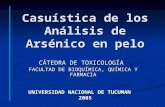 Casuística de los Análisis de Arsénico en pelo CÁTEDRA DE TOXICOLOGÍA FACULTAD DE BIOQUÍMICA, QUÍMICA Y FARMACIA UNIVERSIDAD NACIONAL DE TUCUMAN 2005.