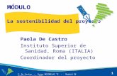 MÓDULO La sostenibilidad del proyecto Paola De Castro Instituto Superior de Sanidad, Roma (ITALIA) Coordinador del proyecto 1 P. De Castro - Curso NECOBELAC.
