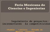 Puebla Jalisco Estado de México Sinaloa Seguimiento de proyectos: incrementando la competitividad.