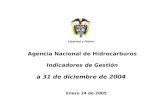 Libertad y Orden Agencia Nacional de Hidrocarburos Agencia Nacional de Hidrocarburos Indicadores de Gestión a 31 de diciembre de 2004 Enero 24 de 2005.