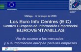 Los Euro Info Centres (EIC) Centros Europeos de Información Empresarial EUROVENTANILLAS Málaga, 12 de mayo de 2006 Via de acceso a los mercados y a la.