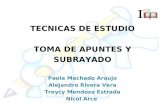 TECNICAS DE ESTUDIO TOMA DE APUNTES Y SUBRAYADO Paola Machado Araujo Alejandro Rivera Vera Treycy Mendoza Estrada Nicol Arce.