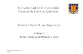 UdeC/FCQ/P.Reyes Unidad 2 1 Universidad de Concepción Facultad de Ciencias Químicas Química General para Ingeniería Unidad 2 Tema: Átomos, moléculas y.
