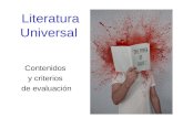 Literatura Universal Contenidos y criterios de evaluación.