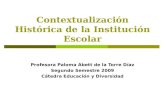 Contextualización Histórica de la Institución Escolar Profesora Paloma Abett de la Torre Díaz Segundo Semestre 2009 Cátedra Educación y Diversidad.