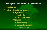 © Prentice Hall, 1999 Programa de reforzamiento F continuo F Intermitente o parcial – programa ¤ razón fija ¤ razón variable – intervalo ¤ intervalo fijo.
