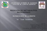 MICROBIOLOGÍA DE ALIMENTOS UNIVERSIDAD AUTÓNOMA DE CHIHUAHUA FACULTAD DE CIENCIAS QUÍMICAS Dr. Iván Salmerón Equipo: Carolina Nájera Domínguez Ana Luisa.