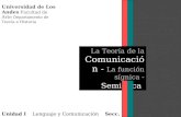 Universidad de Los Andes Facultad de Arte Departamento de Teoría e Historia La Teoría de la Comunicación - La función sígnica - Semiótica Unidad I Lenguaje.