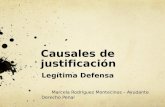 Causales de justificación Legítima Defensa Marcela Rodríguez Montecinos – Ayudante Derecho Penal.