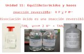 Unidad 11: Equilibrio/ácidos y bases reacción reversible: R P y P R La disociación ácida es una reacción reversible. H 2 TAN 4 2 H 1+ + TAN 4 2.