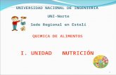 UNIVERSIDAD NACIONAL DE INGENIERIA UNI-Norte Sede Regional en Estelí QUIMICA DE ALIMENTOS I. UNIDAD NUTRICIÓN 1.