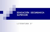 EDUCACIÓN SECUNDARIA SUPERIOR LITERATURA 6º. 1 La literatura y enseñanza en el ciclo superior La materia toma como objeto de enseñanza las prácticas del.