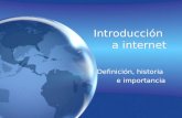 Introducción a internet Definición, historia e importancia Definición, historia e importancia.