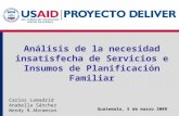 Guatemala, 5 de marzo 2009 Análisis de la necesidad insatisfecha de Servicios e Insumos de Planificación Familiar Carlos Lamadrid Anabella Sánchez Wendy.