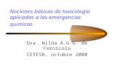 Nociones básicas de toxicologia aplicadas a las emergencias quimicas Dra. Nilda A.G.G. de Fernícola CETESB, octubre 2000