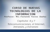 CURSO DE NUEVAS TECNOLOGIAS DE LA INFORMACION Profesor: MSc.Fernando Torres Ibañez Capitulos 6 y 7 Telecomunicaciones, el Internet, Intranets, y Extranets.