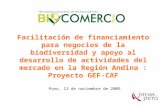 Facilitación de financiamiento para negocios de la biodiversidad y apoyo al desarrollo de actividades del mercado en la Región Andina : Proyecto GEF-CAF.