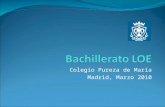 Colegio Pureza de María Madrid, Marzo 2010. Ed. SECUNDARIA OBLIGATORIA EDUCACION PRIMARIA SÍ Prueba NO BACHILLERATOCFG MEDIO PCPI: Programas de C ualificación.