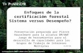 Enfoques de la certificación forestal Sistema versus Desempeño? Presentación preparada por Pierre Hauselmann para la alianza BM/WWF Juego de herramientas.