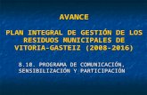 AVANCE PLAN INTEGRAL DE GESTIÓN DE LOS RESIDUOS MUNICIPALES DE VITORIA-GASTEIZ (2008-2016) 8.10. PROGRAMA DE COMUNICACIÓN, SENSIBILIZACIÓN Y PARTICIPACIÓN.