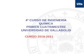 4º CURSO DE INGENIERÍA QUÍMICA PRIMER CUATRIMESTRE UNIVERSIDAD DE VALLADOLID CURSO 2010-2011.