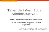 Taller de Informática Administrativa I Introducción al Internet MEE. Marlene Méndez Moreno MEE. Gonzalo Miguel Quetz Aguirre.