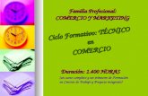 Ciclo Formativo: TÉCNICO en enCOMERCIO Familia Profesional: COMERCIO Y MARKETING Duración: 1.400 HORAS (un curso completo y un trimestre de Formación en.