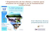 Prof. Martínez Álvarez jrmartin@med.ucm.es * Organización de las dietas y menús para mayores en el hogar y en la restauración institucional.