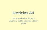 Noticias A4 18 de septiembre de 2012 Álvarez :: Cedillo :: Kunkel :: Stacy NSHS.