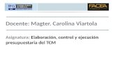 Docente: Magter. Carolina Viartola Asignatura: Elaboración, control y ejecución presupuestaria del TCM.