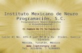 Instituto Mexicano de Neuro Programación, S.C. Programadores Neurolingüistas e Hipnoterapeutas El Hombre No Es Su Conducta Calle 41 No. 435-A por 84-B.
