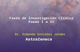 Fases de lnvestigación Clínica Fases I a IV Dr. Armando González Jaimes AstraZeneca AstraZeneca.