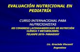 EVALUACIÓN NUTRICIONAL EN PEDIATRÍA CURSO INTERNACIONAL PARA NUTRICIONISTAS XII CONGRESO LATINOAMERICANO DE NUTRICIÓN CLÍNICA Y METABOLISMO. FELANPE 2010-