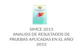 SIMCE 2013 ANALISIS DE RESULTADOS DE PRUEBAS APLICADAS EN EL AÑO 2012.