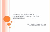 CÓDIGOS DE CONDUCTA Y OBLIGACIONES ÉTICAS DE LOS TRABAJADORES FCO. JAVIER CALVO GALLEGO UNIVERSIDAD DE SEVILLA.