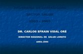 PROGRAMA DE INVERSIONES SECTOR SALUD 2003 - 2005 DR. CARLOS EFRAIN VIDAL ORÉ DIRECTOR REGIONAL DE SALUD LORETO ABRIL-2006.