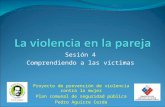 Proyecto de prevención de violencia contra la mujer Plan comunal de seguridad pública Pedro Aguirre Cerda Sesión 4 Comprendiendo a las víctimas.