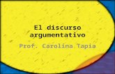 El discurso argumentativo Prof. Carolina Tapia. Argumentación Plantea un Estructura Posee una Objetivo Secuencial Dialéctica Puede ser Se compone de Respaldo.