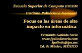 Escuela Superior de Computo ESCOM Instituto Politécnico Nacional Focus en las áreas de alto impacto en informática Fernando Galindo Soria .