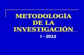 METODOLOGÍA DE LA INVESTIGACIÓN I - 2012. METODOLOGÍA DE LA INVESTIGACION EL PROCESO DE INVESTIGACION CIENTIFICA.