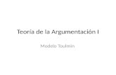 Teoría de la Argumentación I Modelo Toulmin. El primer paso en la elaboración o en el análisis de un argumento es tener (o encontrar) una afirmación.