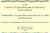 UAI Carrera: Especialización en Docencia Universitaria Seminario: Las prácticas docentes en el aula universitaria Unidad I: Fundamentos teóricos de las.