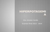 Dra. Amalia Candia Examen Final 2013 - 2014. La hiperpotasemia se define como la concentración de K sérico >5,5 mEq/L (normal 3,5 a 5,5 mEq/L). Es un.